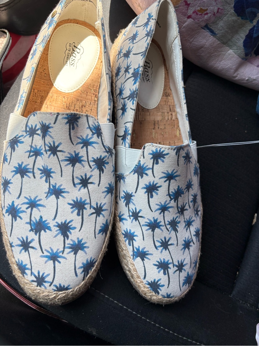 Bass Blue and Tan Floral Canvas Espadrille